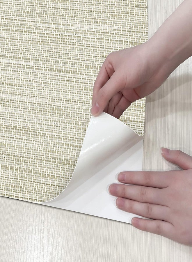 JiffDiff Grasscloth Wallpaper Peel and Stick Cream Grassweave Peel & Stick Wallpaper Textured Wallpaper Contact Paper 17.3"x118" - Image 5